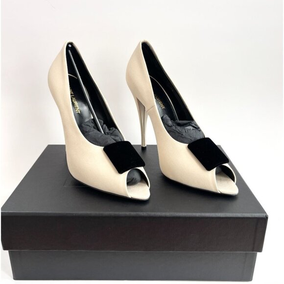 Saint Laurent Shoes - NEW Saint Laurent Franky 115mm Silk Satin Peeptoe Sandals 763530 AACTR sz 9